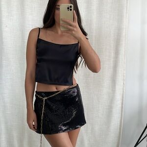 Black Sequin Disco Micro Mini Skirt / NEVER WORN